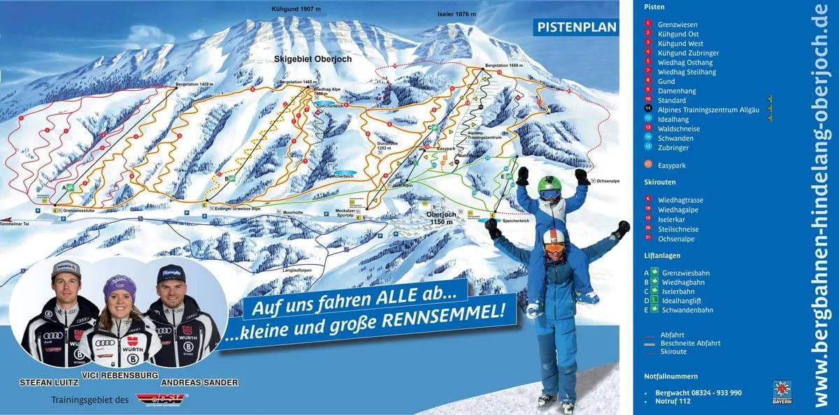 Hindelang Oberjoch complete trail map showing all ski runs and lifts
