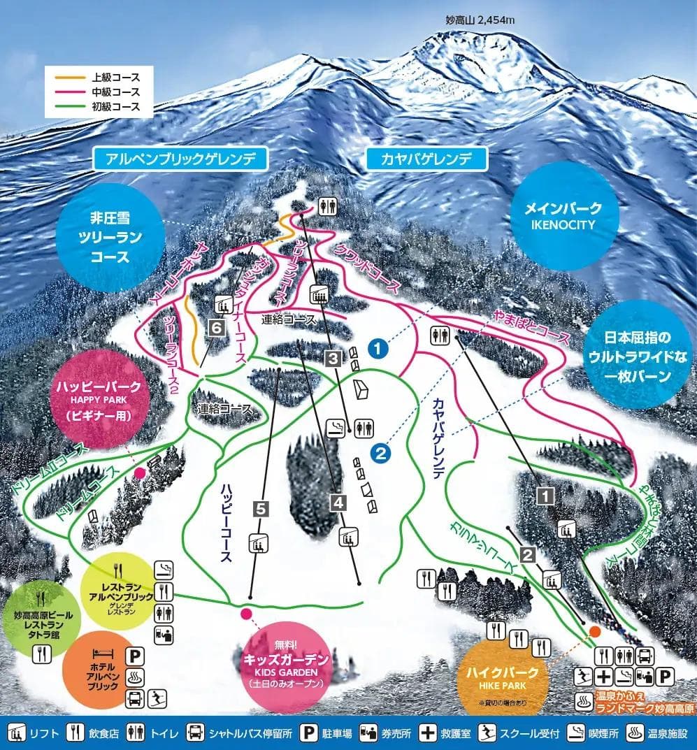 Myoko Ikenotaira complete trail map showing all ski runs and lifts