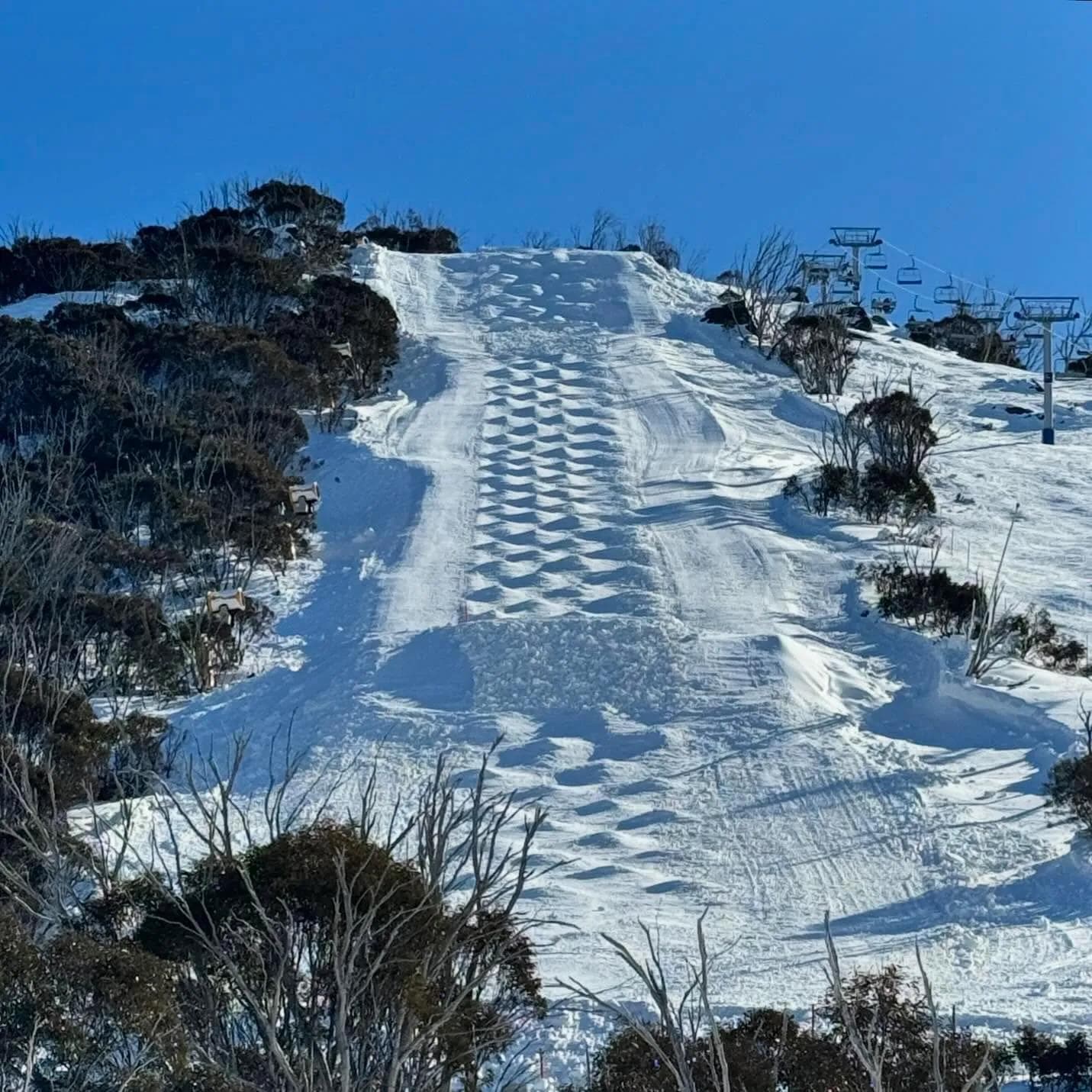 The moguls course at Perisher ski resort.