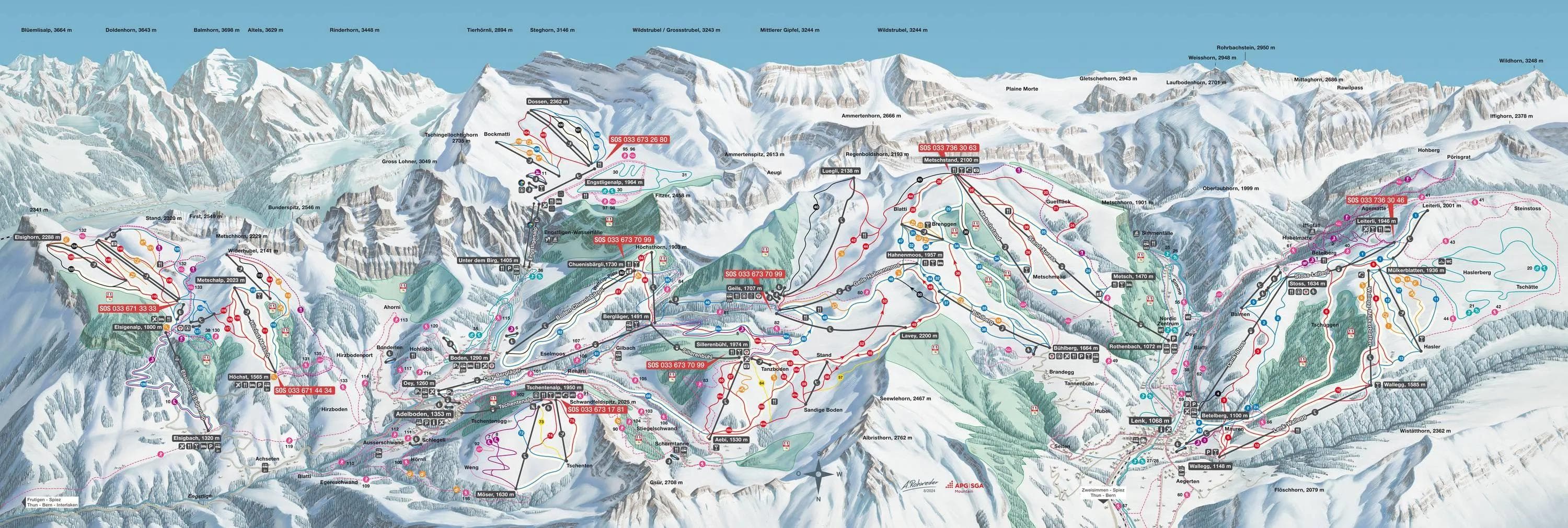 Belchen complete trail map showing all ski runs and lifts