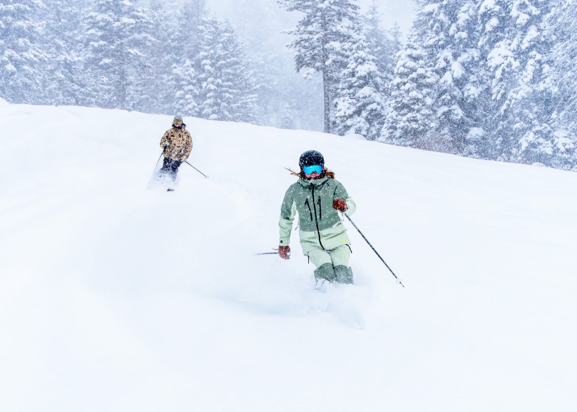 Skiers enjoying Tamarack Powder