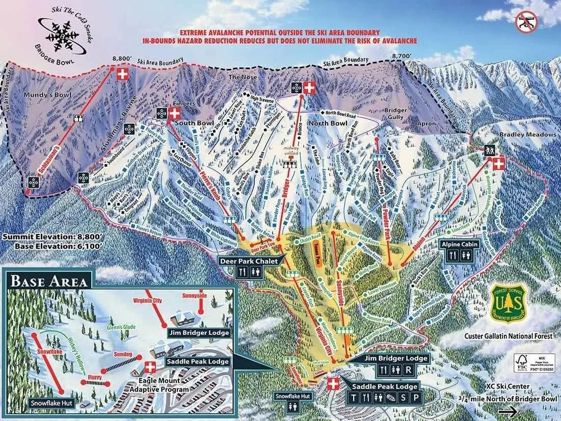 Bridger Bowl trail map