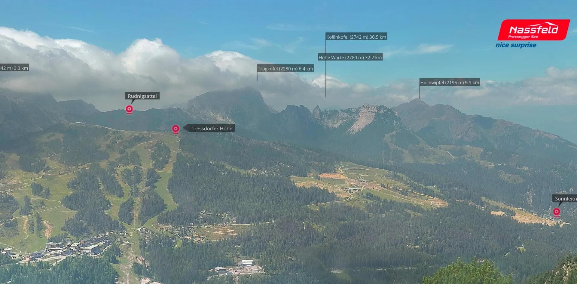 A wide shot view showing the location of where the new lift will go at Nassfeld