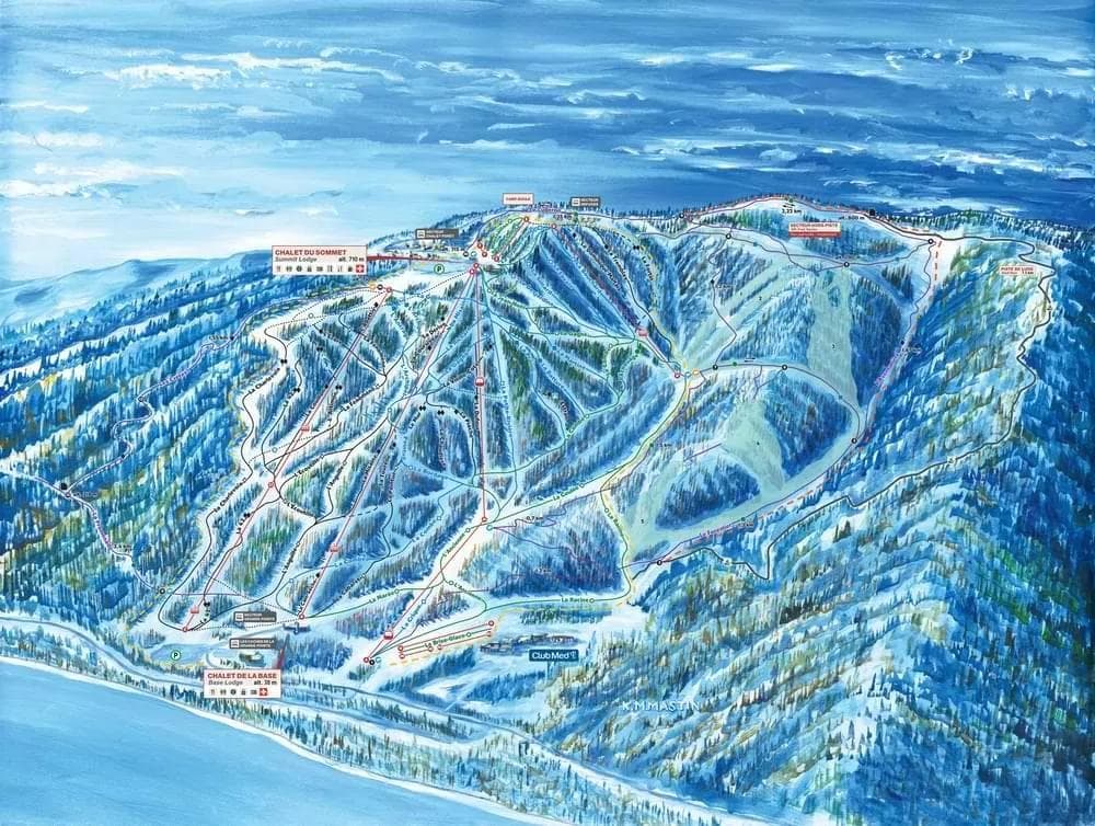 Le Massif complete trail map showing all ski runs and lifts