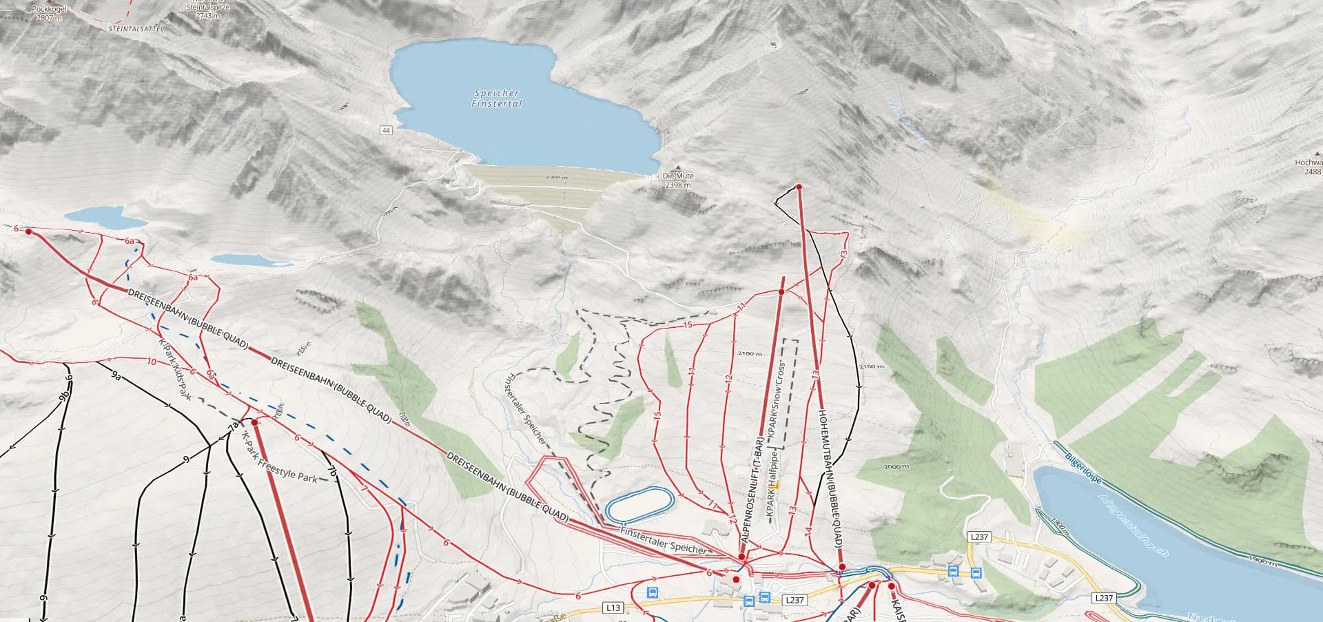 The location of where the avalanche happened at Kühtai ski resort.
