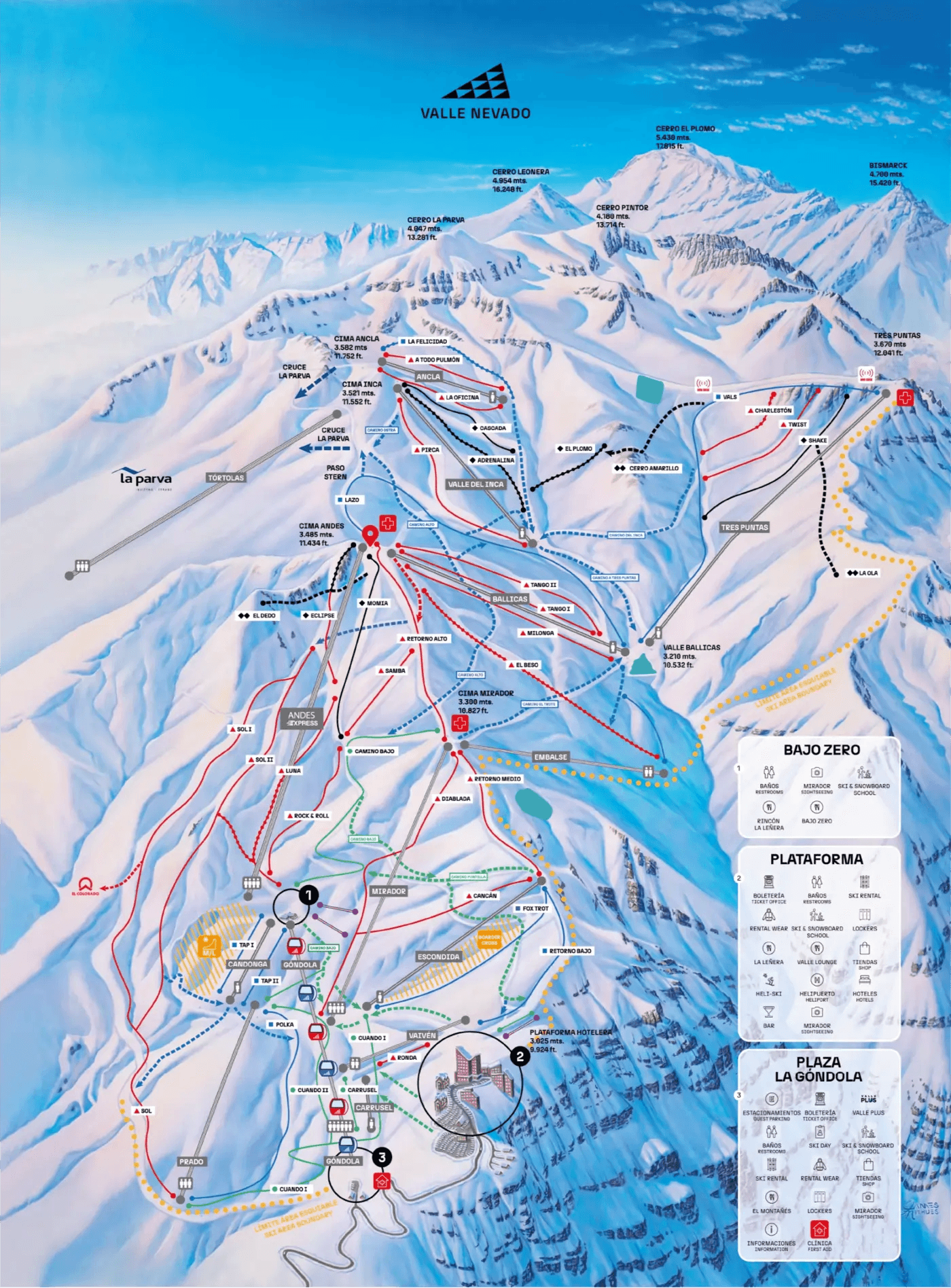 Valle Nevado Trail Map