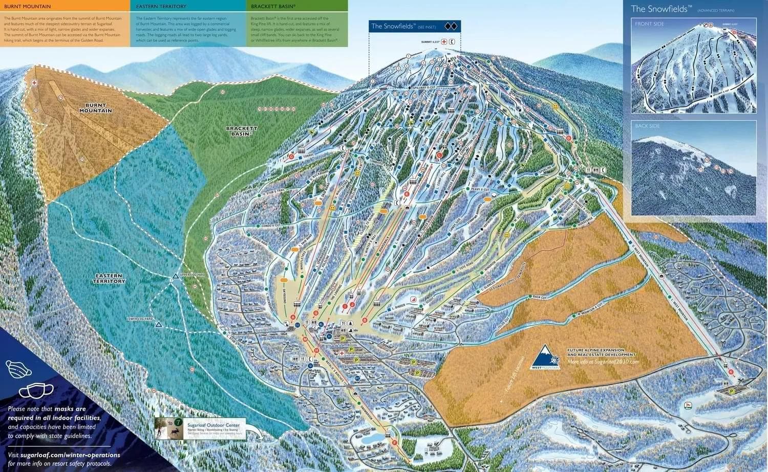 The Sugarloaf trail map as of the 2024 season.