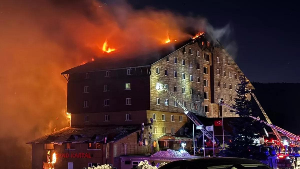 The fire ripping through the hotel
