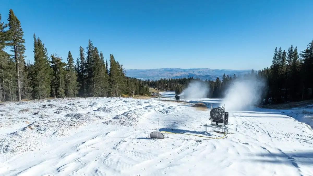 Mt Rose Ski Tahoe snowmaking underway.