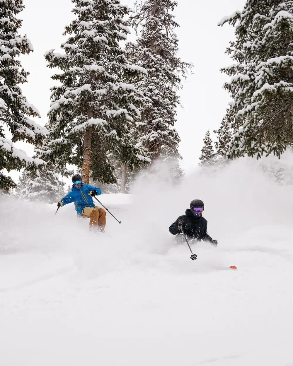 Skiers make the most of a powder day at Arapahoe Basin.