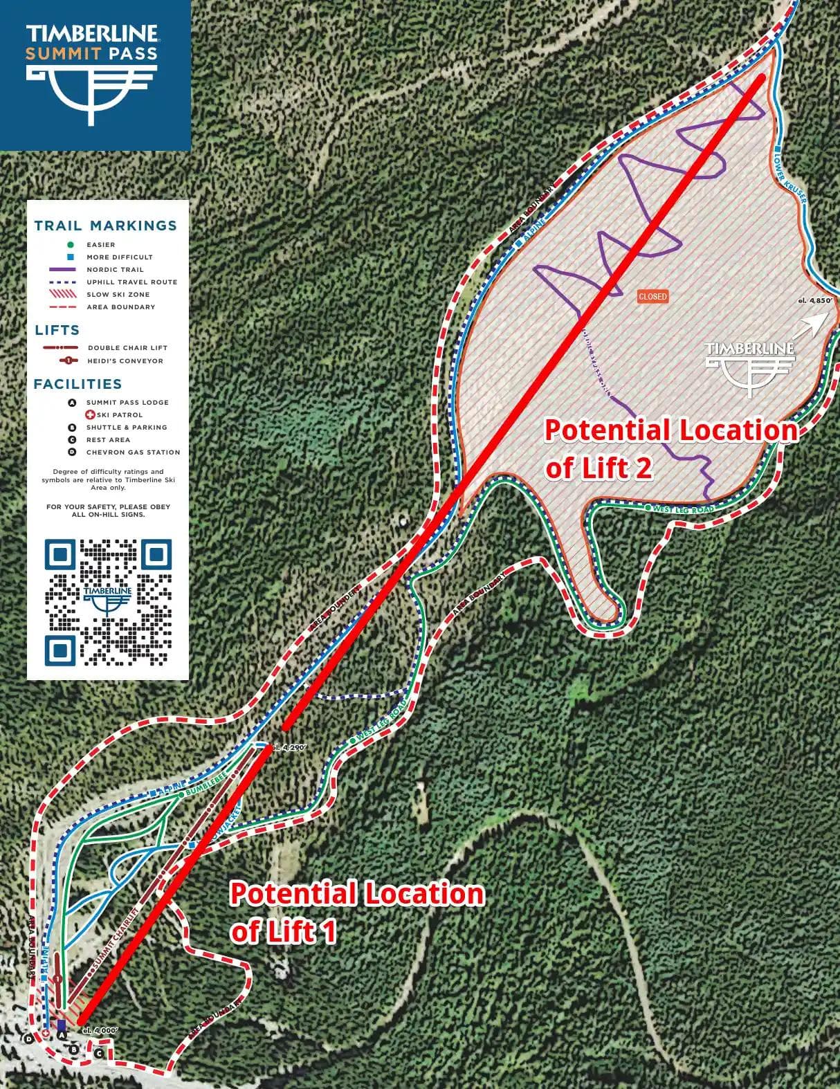 A mock up of where the new lifts could be placed in the existing resort.
