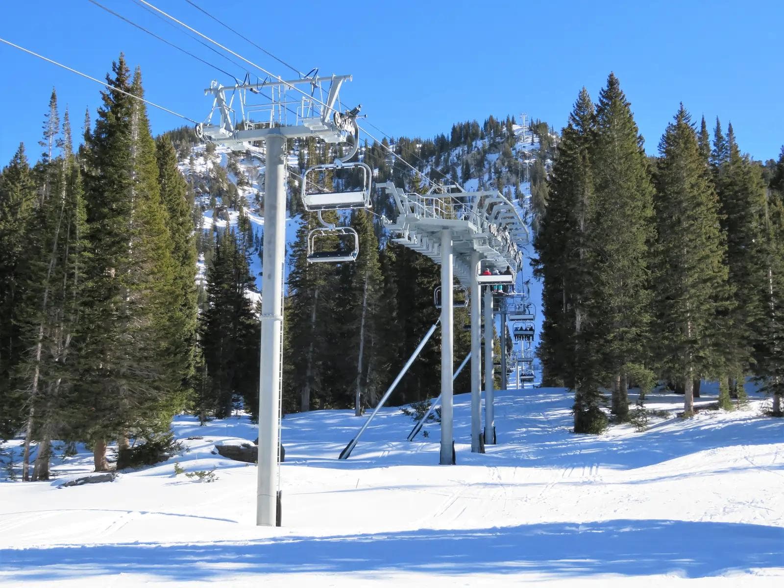 The curve in the Supreme lift at Alta ski area.