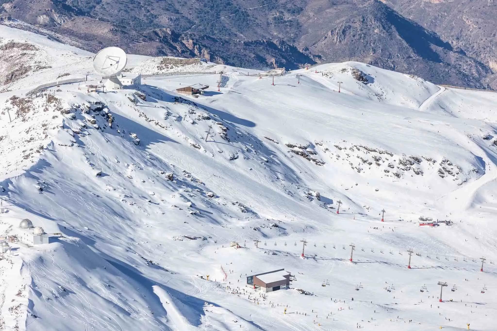 An aerial view of Sierra Nevada ski resort in southern Spain.