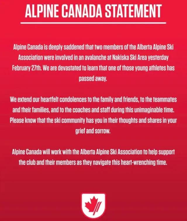 Alpine Canada post on social media