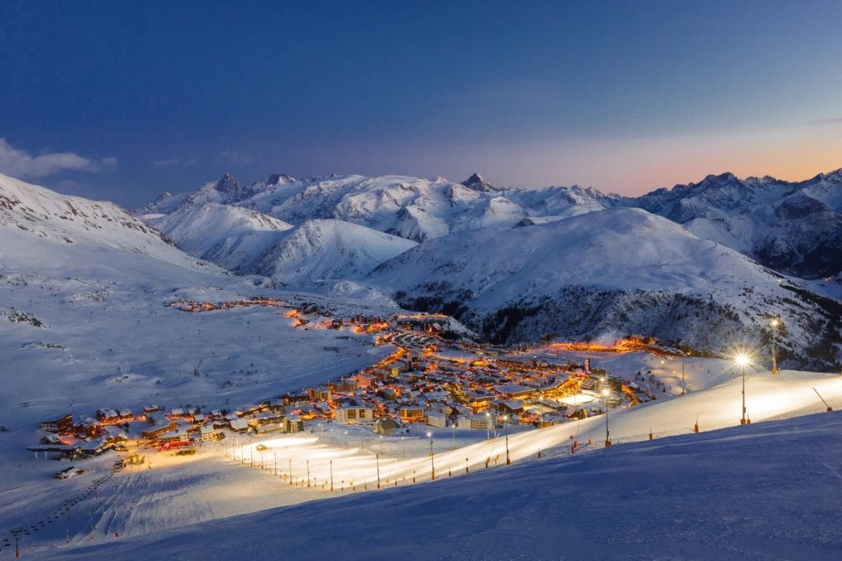 Alpe dHuez ski resort in southern France.