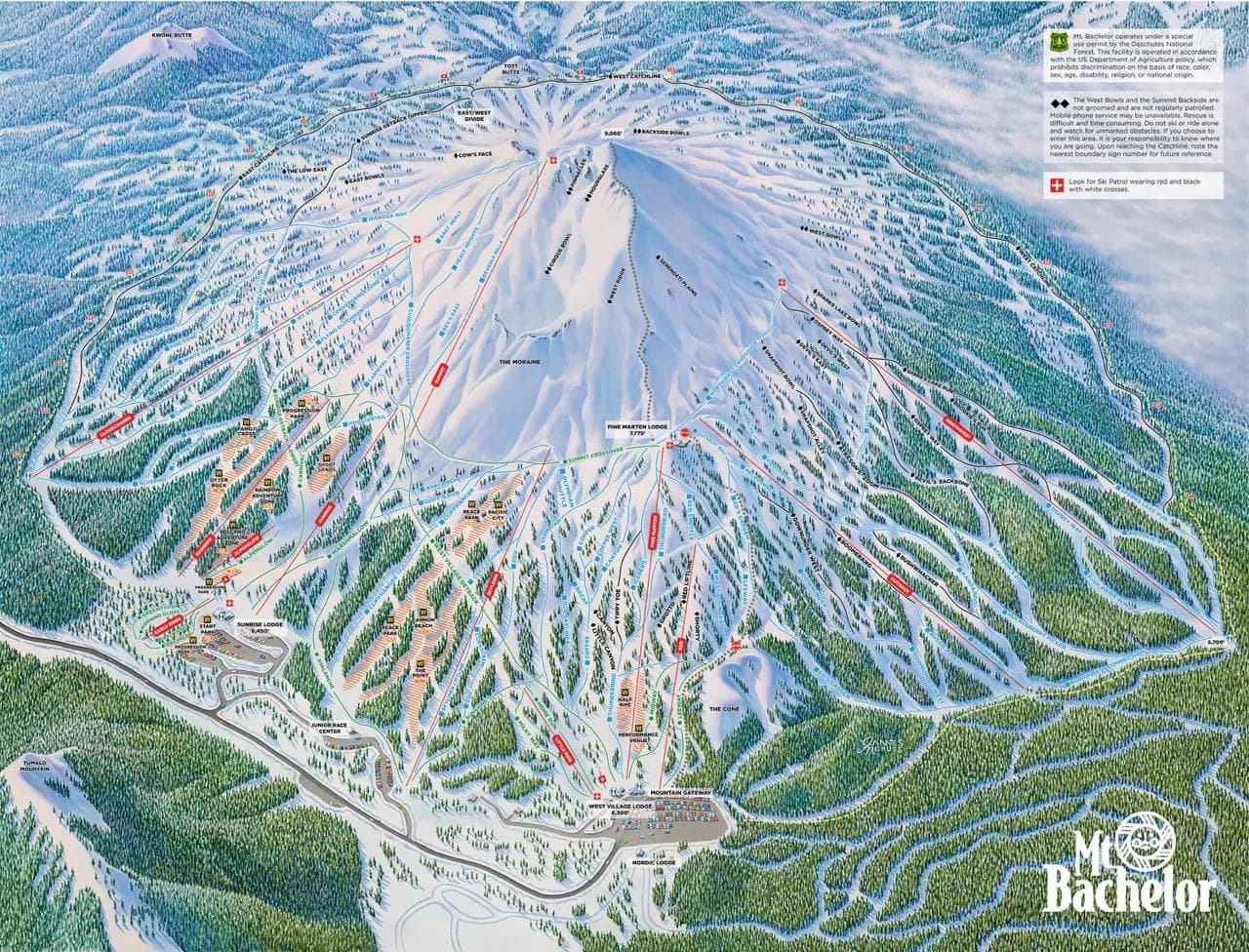 Mt Bachelor Trail Map