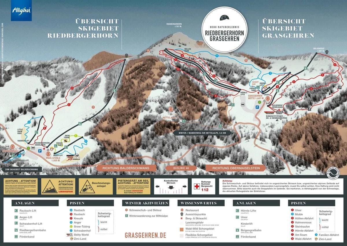 Grasgehren complete trail map showing all ski runs and lifts