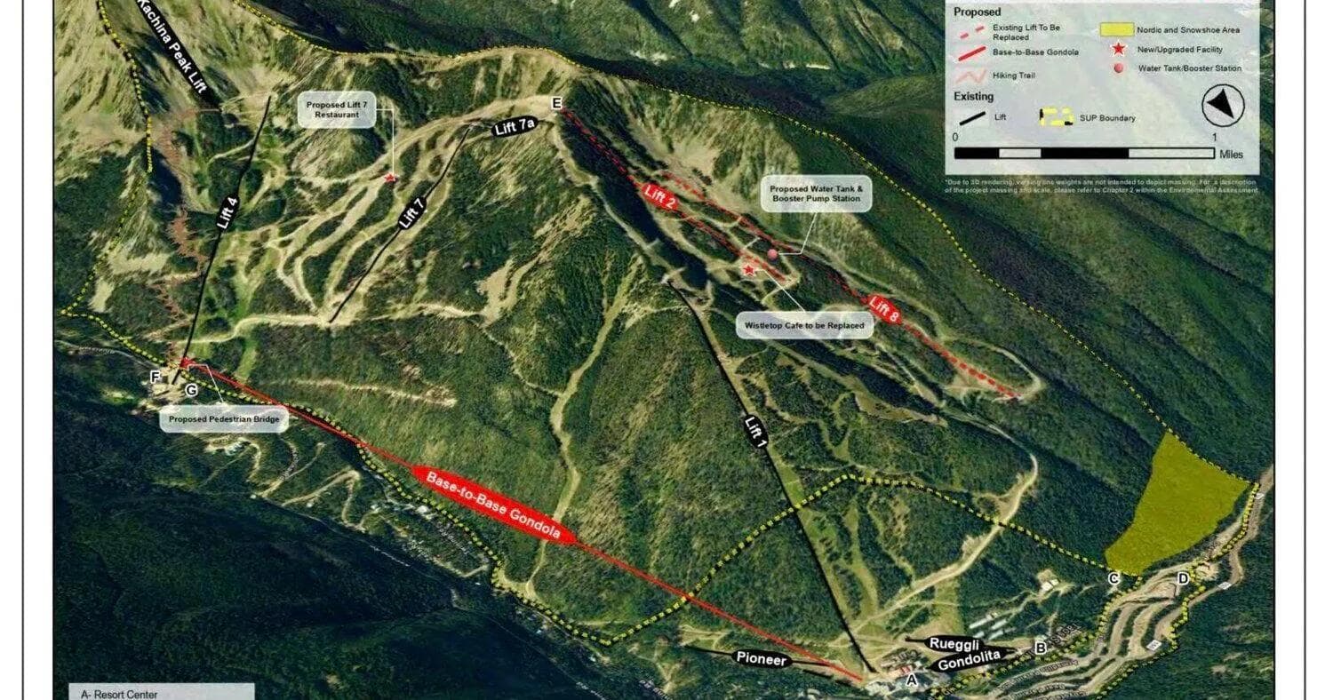 The planned placement of the new lifts at Taos.
