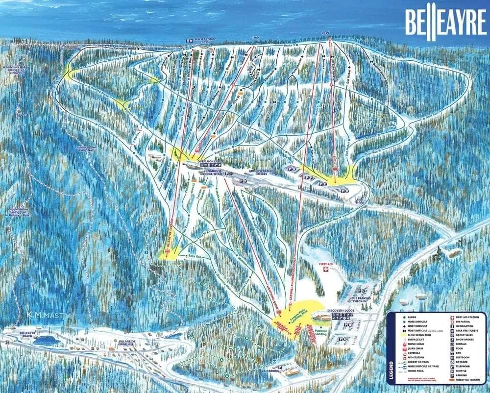 Belleayre Mountain complete trail map showing all ski runs and lifts
