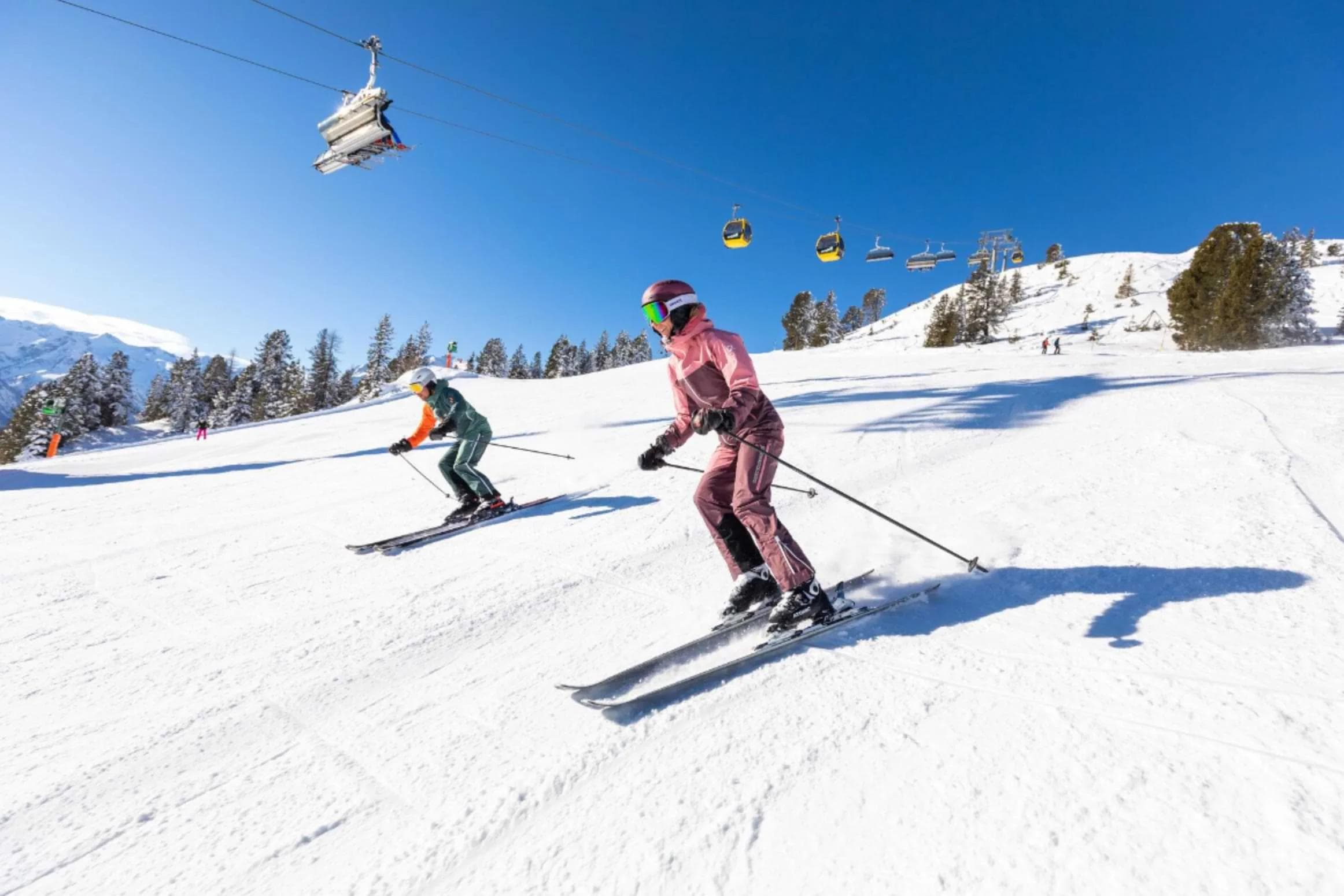 Skiers on the slopes at Mayrhofen