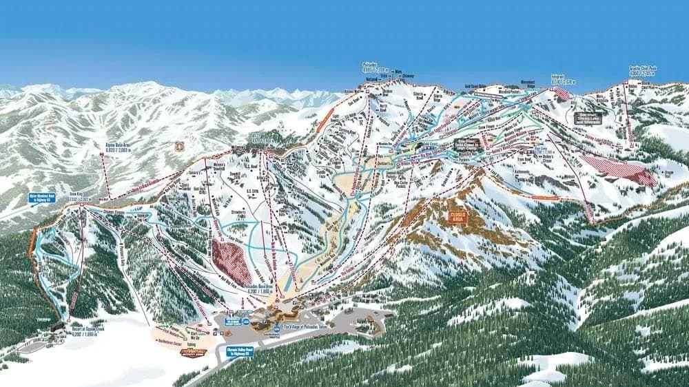 The current trail map at Palisades Tahoe.