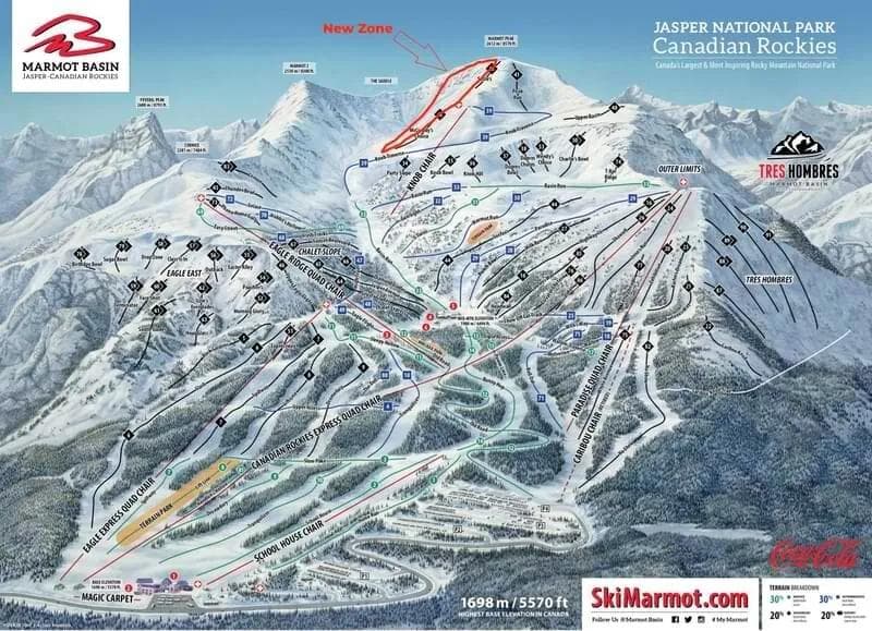 Marmot Basin Trail Map - Credit Marmot Basin