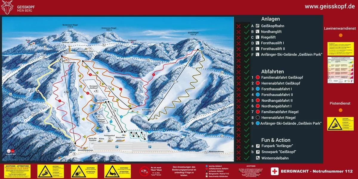Geißkopf complete trail map showing all ski runs and lifts
