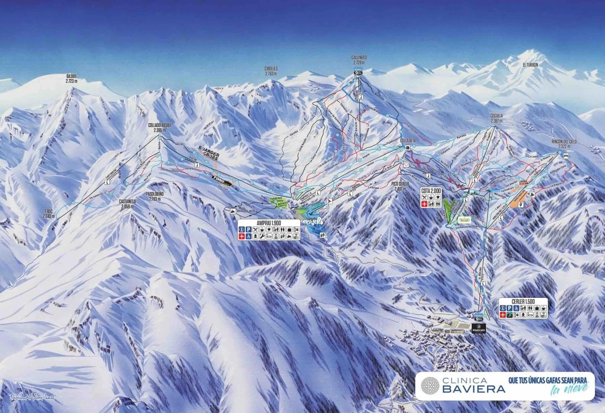 Cerler complete trail map showing all ski runs and lifts