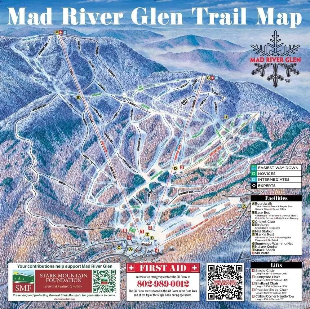 Mad River Glen complete trail map showing all ski runs and lifts