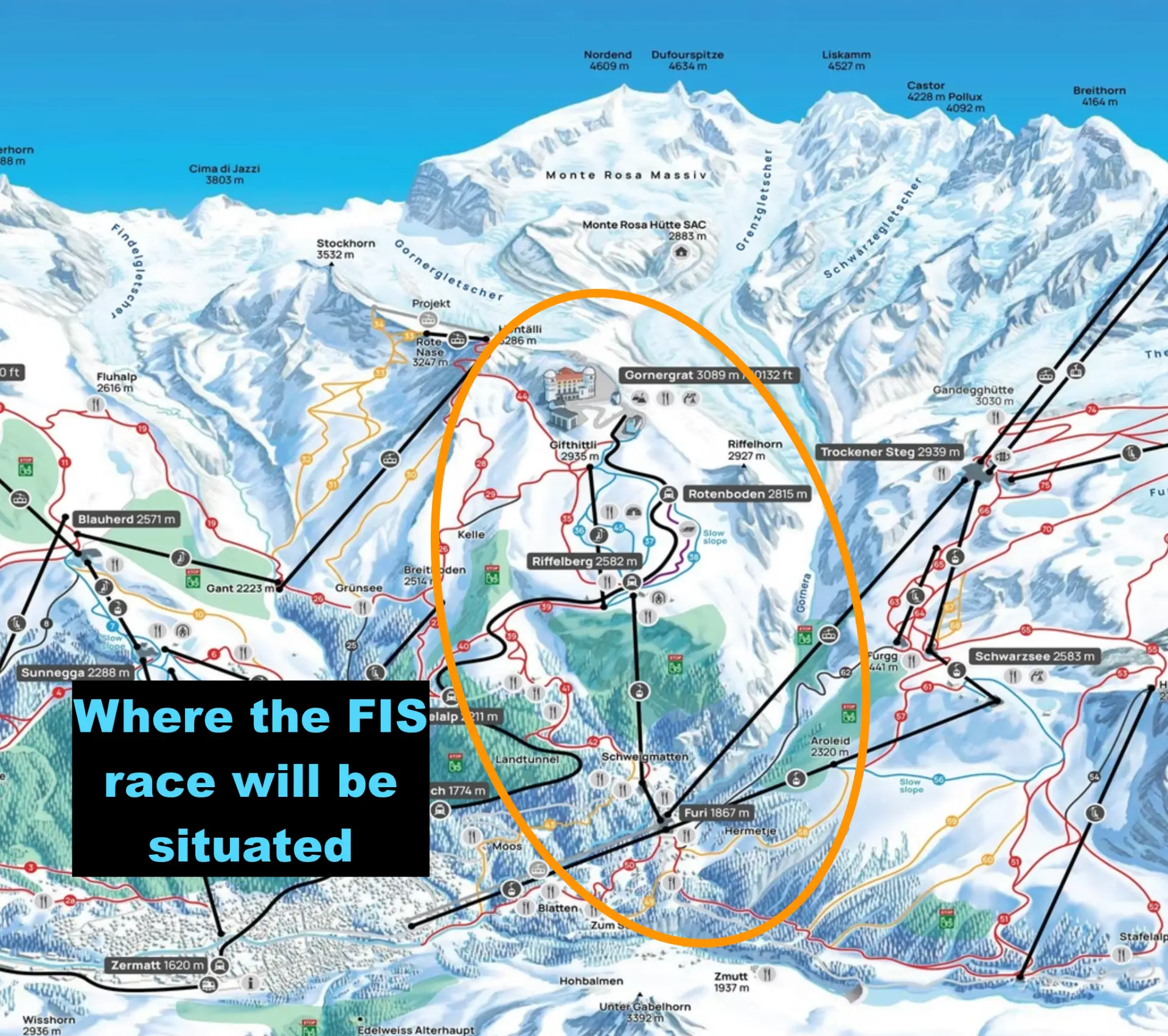 The location of where the new race track would be in Zermatt.