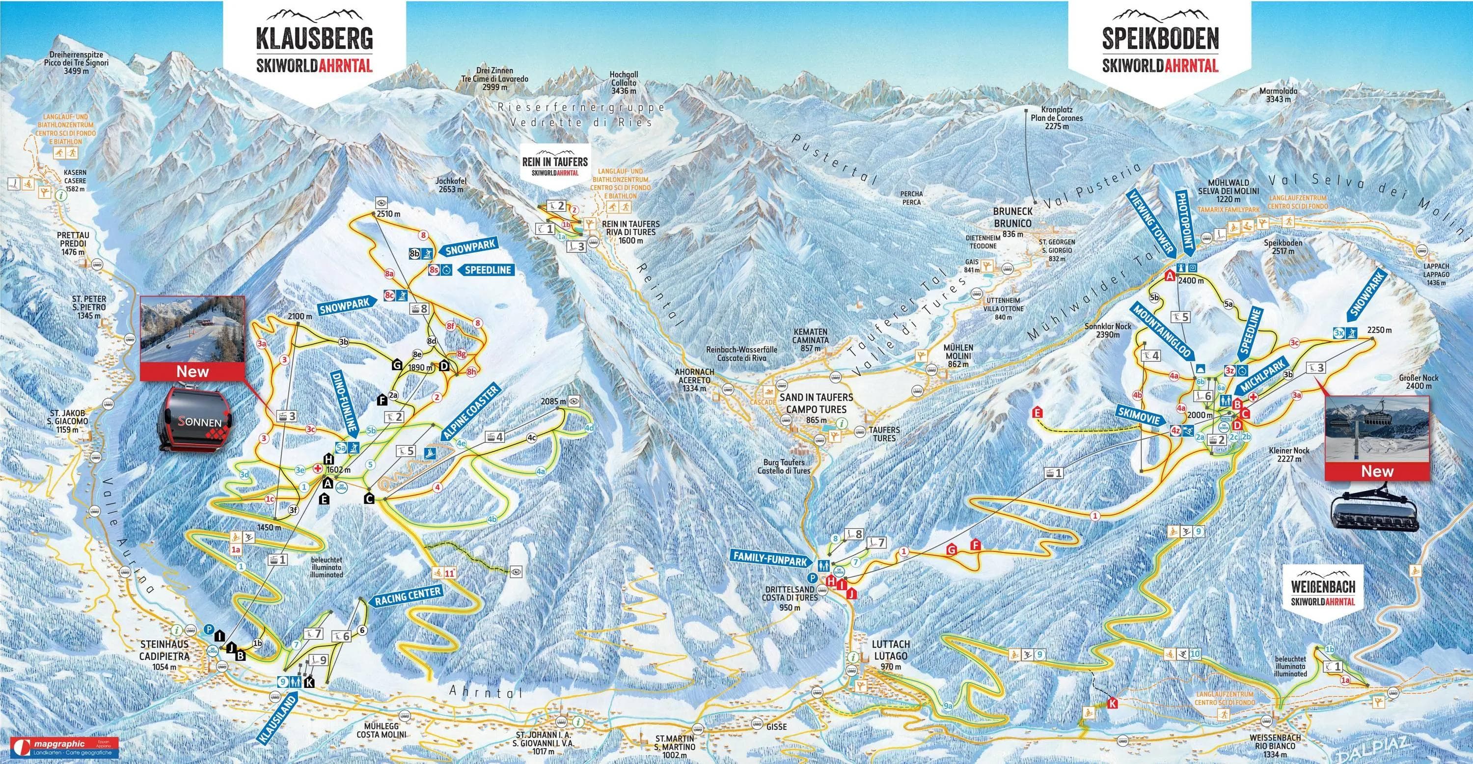 Klausberg complete trail map showing all ski runs and lifts