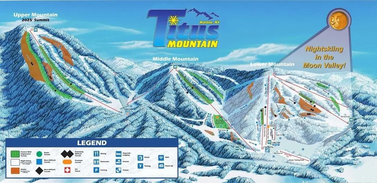 Titus complete trail map showing all ski runs and lifts