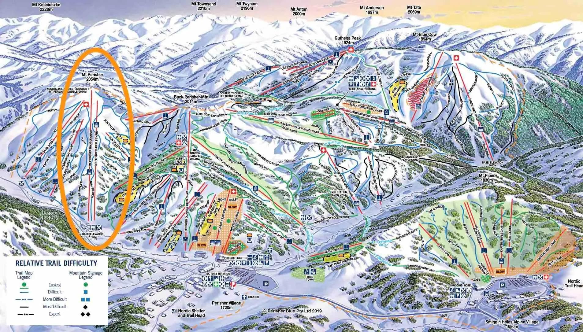 Location of the new chairlift at Perisher.