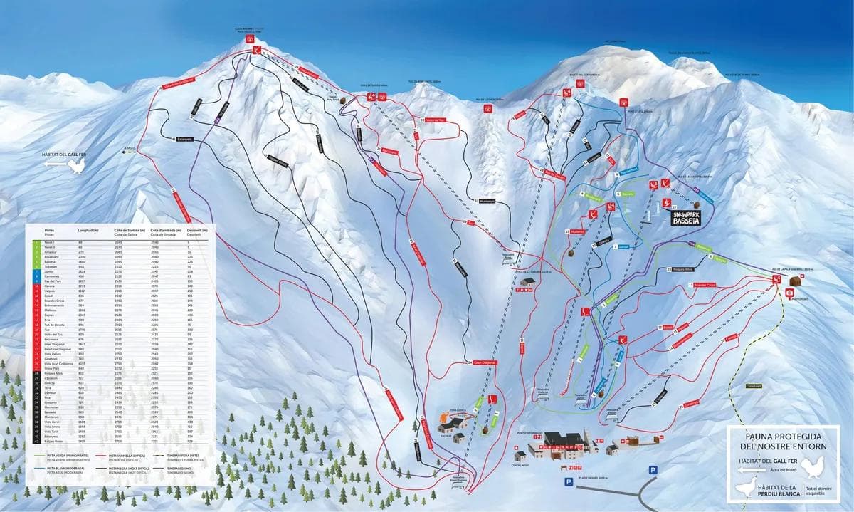 Boí Taüll complete trail map showing all ski runs and lifts