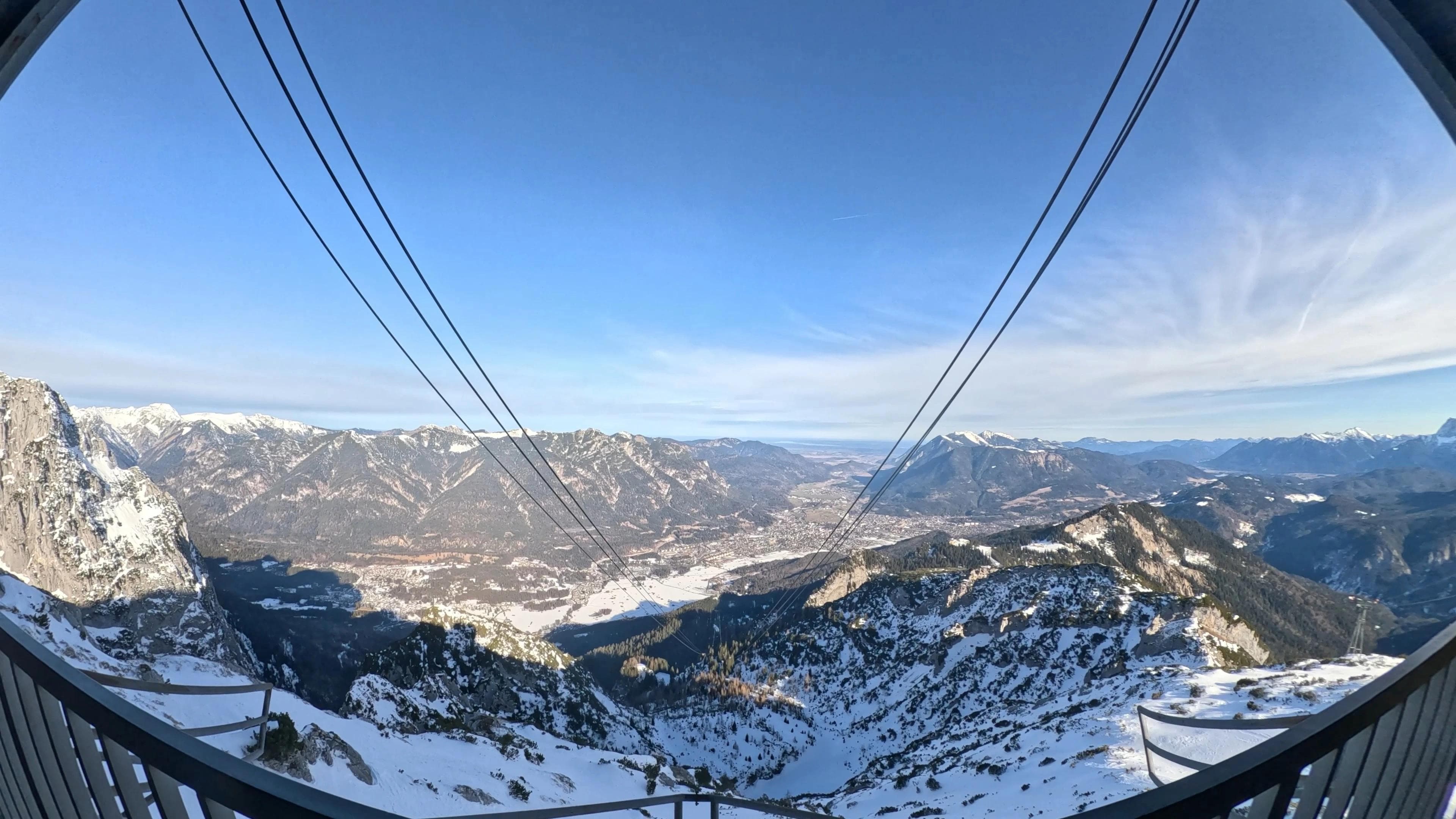 Looking out from the summit station at Garmisch Classic
