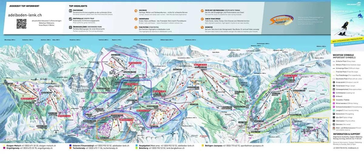 Betelberg complete trail map showing all ski runs and lifts