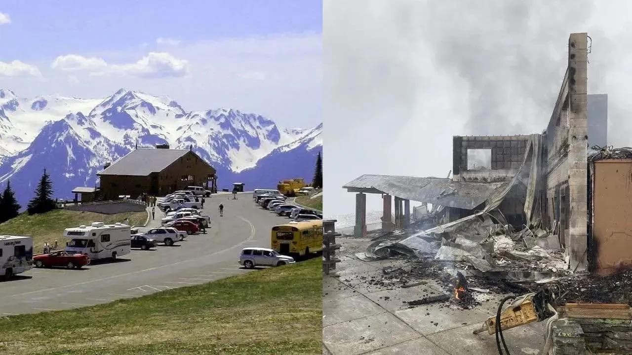 Fire Destroys Ski Lodge At Hurricane Ridge, Washington