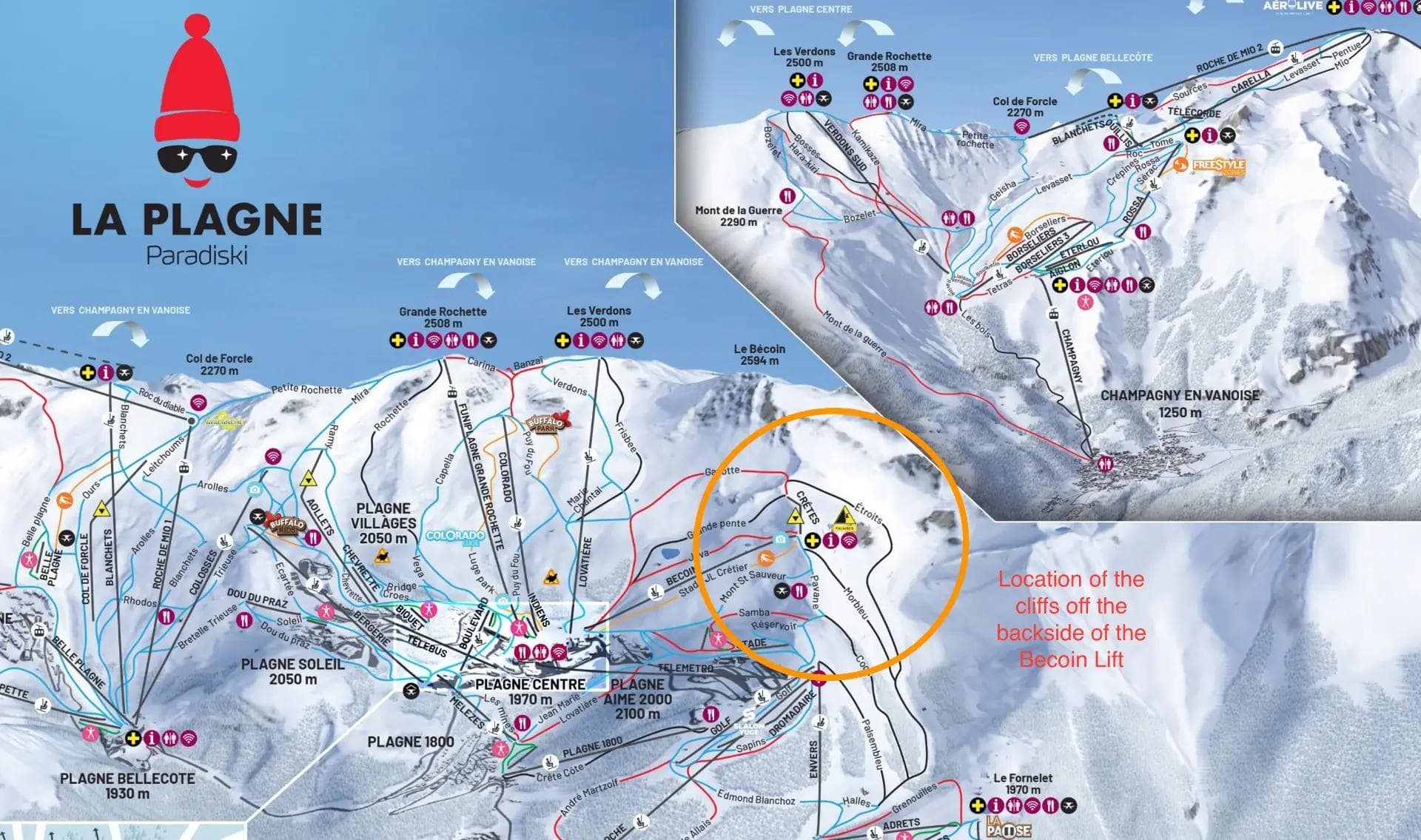 Location of the area highlighted in the orange circle.