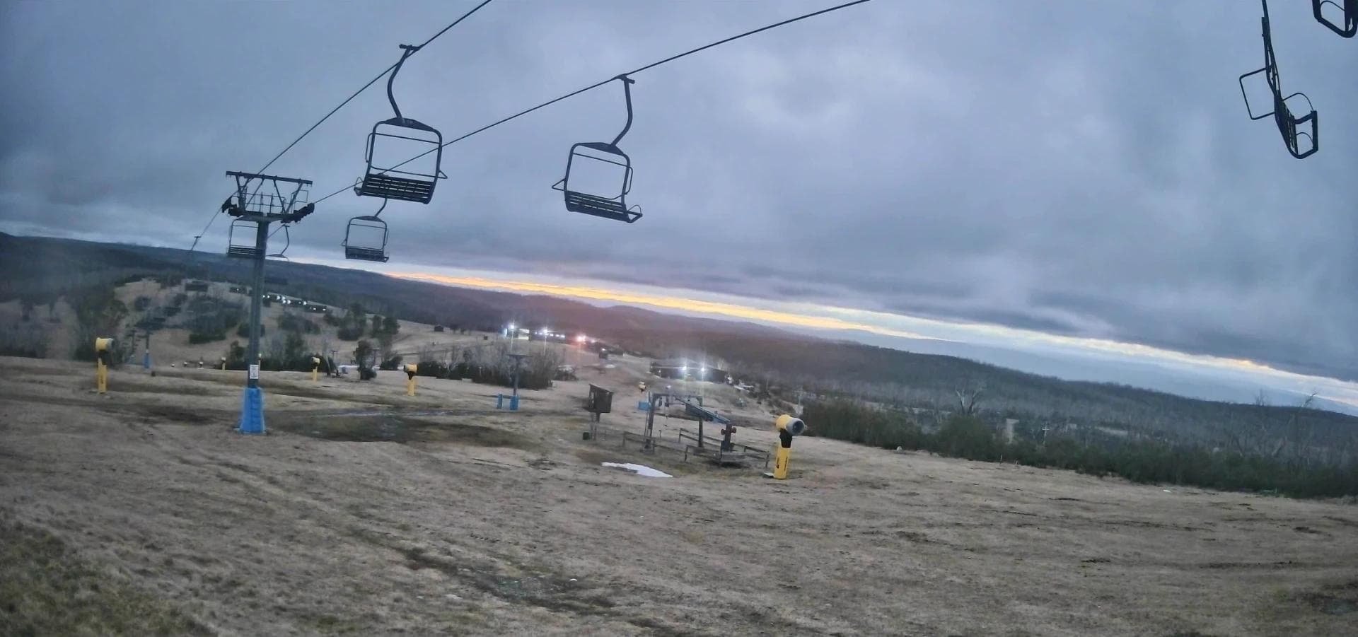 A depressing view of the chairlift and conditions at Selwyn ski resort.