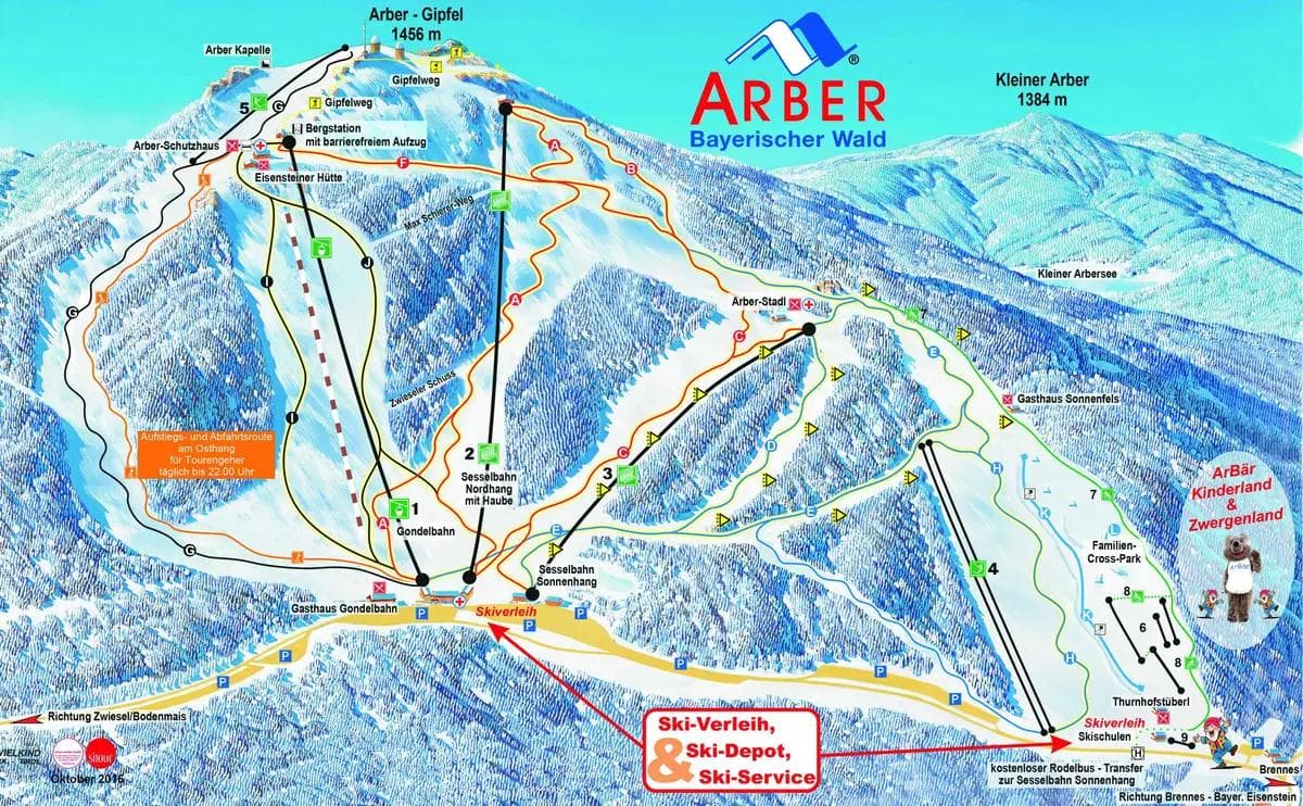 Arber complete trail map showing all ski runs and lifts